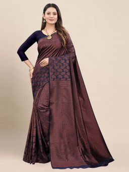 Anjaneya Sarees - Blue Woven Designer Banarasi Silk Kanjivaram Saree with Unstitched Blouse