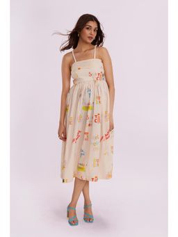 Poppi - Happy Printed Strappy Midi Dress
