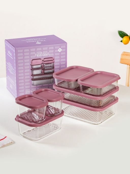 Nestasia Mauve Stackable Food Storage Containers (Pack Of 7) (Pack of 7)