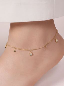 Zavya - Starry Night 925 Sterling Silver Gold-Plated Star Pattern Anklets
