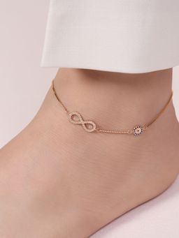 Zavya - Infinite Protection Rose Gold Plated 925 Sterling Silver Anklet