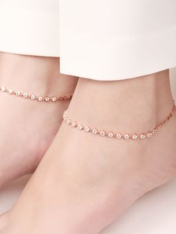 Zavya - Eternal Radiance Rose Gold-Plated 925 Sterling Silver Circle Anklet- Pair