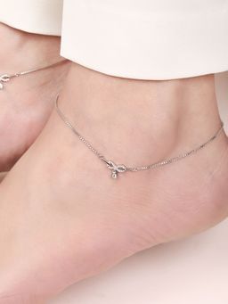 Zavya - Infinite Glamour Rhodium-Plated 925 Sterling Silver Anklet- Pair