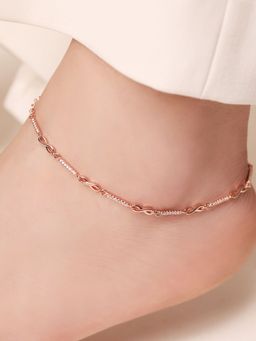 Zavya - Infinity Cubic Zirconia Rose Gold Plated 925 Sterling Silver Anklet