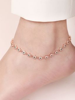 Zavya - Blooms of Elegance Rose Gold-Plated 925 Sterling Silver Anklet