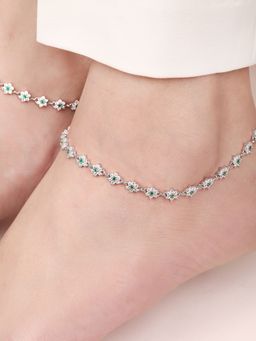 Zavya - Blooms of Elegance Rose Gold-Plated 925 Sterling Silver Anklet- Pair