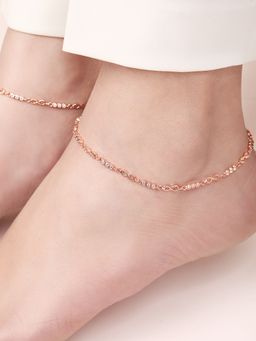 Zavya - Infinite Sparkle Rose Gold-Plated 925 Sterling Silver Anklet- Pair