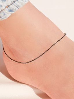 Zavya - Luminous Links Rhodium-Plated 925 Sterling Silver Beads Chain Anklet