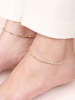 Zavya - Duo Radiance 925 Sterling Silver Gold & Rhodium Plated Anklet- Pair