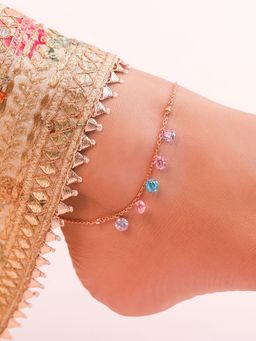 Zavya - Gleaming Cascades Rose Gold-Plated 925 Sterling Silver Anklet