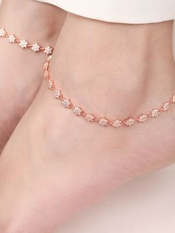 Zavya - Starry Elegance Rose Gold-Plated 925 Sterling Silver Anklet- Pair