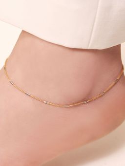 Zavya - Chic Harmony 925 Sterling Silver Dual Tone Plated Box Chain Anklet