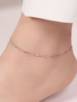 Zavya - Dual Tone Elegance 925 Sterling Silver Anklet with Box Chain