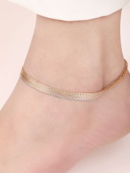 Zavya - Eternal Sparkle Layered Bouquet Triple-Tone Plated 925 Sterling Silver Anklet