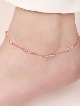 Zavya - Blush Brilliance CZ Rose Gold-Plated 925 Sterling Silver Anklet
