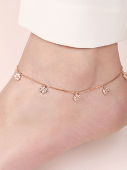 Zavya - CZ Floral Rose Gold Plated 925 Sterling Silver Anklet