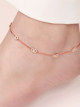Zavya - Double Circle CZ Rose Gold Plated 925 Sterling Silver Anklet