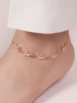 Zavya - Butterfly Rose Gold Plated Embraced 925 Sterling Silver Anklet