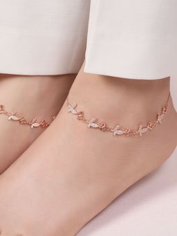Zavya - Butterfly Rose Gold Plated Embraced 925 Sterling Silver Anklet- Pair