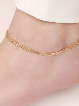 Zavya - Triple-Tone Plated Embraced 925 Sterling Silver Chain Anklet