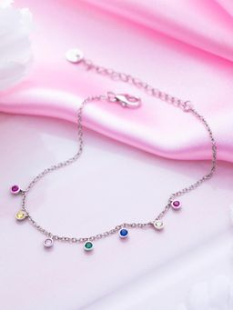 Zavya - Dazzling Cascade Rhodium-Plated CZ 925 Sterling Silver Drop Bracelet