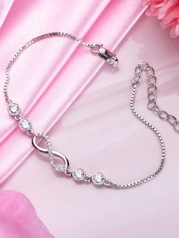 Zavya - Eternal Infinity-Harmony Rhodium-Infused 925 Sterling Silver Bracelet