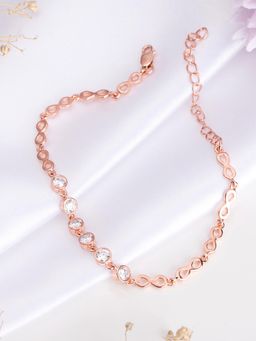 Zavya - Infinity CZ Rose Gold Plated 925 Sterling Silver Link Bracelet