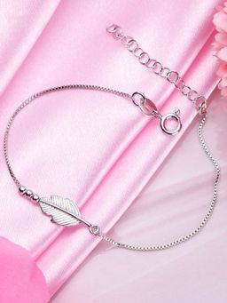 Zavya - Ethereal Leaf Rhodium-Plated 925 Sterling Silver Adjustable Bracelet