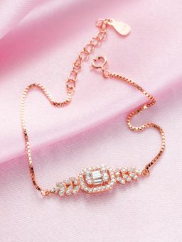 Zavya - Radiant Allure Rose Gold-Plated CZ 925 Sterling Silver Women's Bracelet