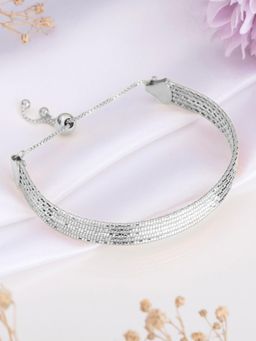 Zavya - Elegance in Lines Rhodium Plated 925 Sterling Silver Five-Line Bracelet