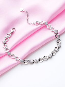 Zavya - Infinite Brilliance CZ-Studded Rhodium-Plated 925 Sterling Silver Bracelet