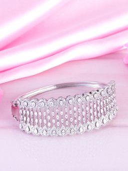 Zavya - Cubic Zirconia Oval Rhodium Plating 925 Sterling Silver Bracelet