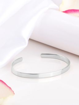 Zavya - Sleek Sophistication 925 Sterling Silver Rhodium-Plated Plain Bangle Kada