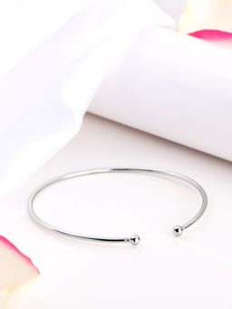 Zavya - Timeless Elegance 925 Sterling Silver Rhodium-Plated Plain Kada