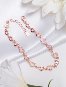 Zavya - Heartfelt Affection Rose Gold Plated 925 Sterling Silver Heart Bracelet