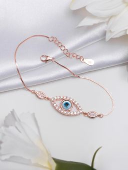 Zavya - Protective Charm Rose Gold Plated 925 Sterling Silver Evil Eye Bracelet