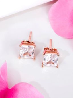 Zavya - Golden Symmetry Rose Gold-Plated 925 Sterling Silver Square Earrings