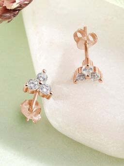 Zavya - Delicate Elegance CZ Rose Gold-Plated 925 Sterling Silver Stud Earrings