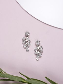 Zavya - Elegant CZ Leaf 925 Silver Earrings
