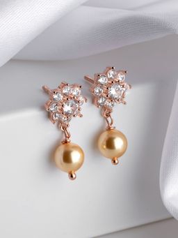Zavya - Rose Petals Pearl 925 Sterling Silver Flower Earrings