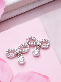 Zavya - Timeless Infinity Rhodium-Plated 925 Sterling Silver Earrings