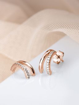 Zavya - Radiant Rose Gold Allure One-Line CZ 925 Sterling Silver Earrings