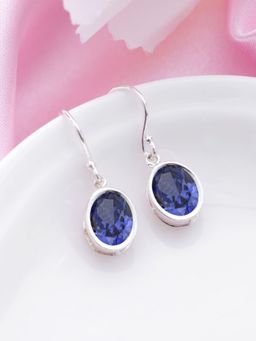 Zavya - Royal Radiance Rhodium-Plated Purple CZ 925 Sterling Silver Drop Earrings