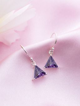 Zavya - Triangular Elegance Rhodium-Plated CZ 925 Sterling Silver Earrings