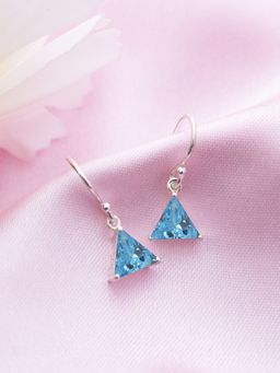 Zavya - Sky's Serenity Rhodium Plated Blue CZ 925 Sterling Silver Triangle Earrings