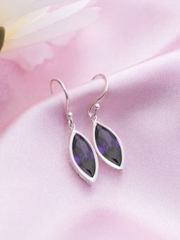Zavya - Regal Radiance Rhodium Plated Purple CZ 925 Sterling Silver Drop Earrings
