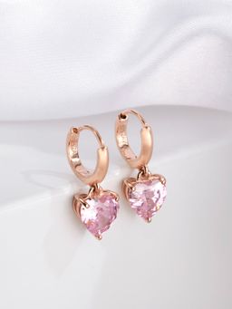 Zavya - Romantic Rose Gold Plated 925 Sterling Silver Heart Earrings