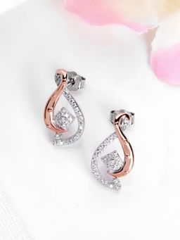 Zavya - Dual Radiance Two-Tone CZ Plated 925 Sterling Silver Earrings