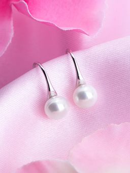 Zavya - Pearl Elegance Cascade Rhodium-Plated 925 Sterling Silver Fish Hook Earrings