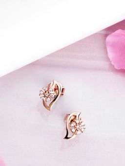 Zavya - Rose Petal Radiance Rose Gold-Plated 925 Sterling Silver Earrings
